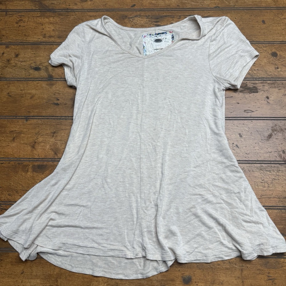 Cupio Women's Top Tunic Tan Short‎ Sleeve Size Small